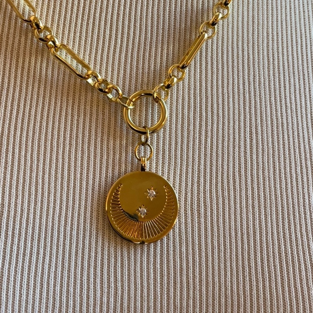 Dainty Moon Star Charm Necklace